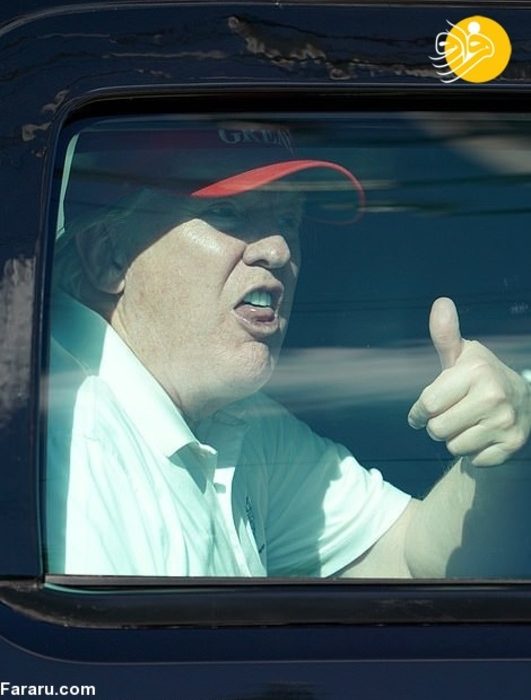 حرکت زشت ترامپ در ماشینش + عکس