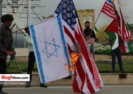 آتش زدن پرچم آمریکا و رژیم کودک‌کش صهیونیستی در مازندران